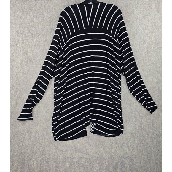 Lane Bryant Womens Open Front Cardigan Black/White Stripe Size 26/28 Rayon Blend - Picture 2 of 7